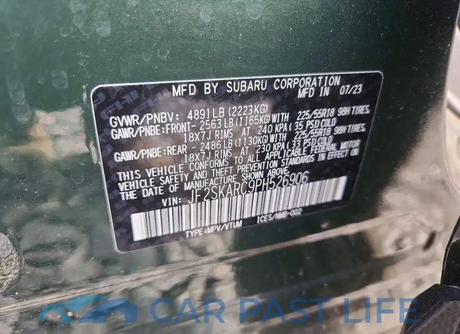 JF2SKARC9PH526906# 12
