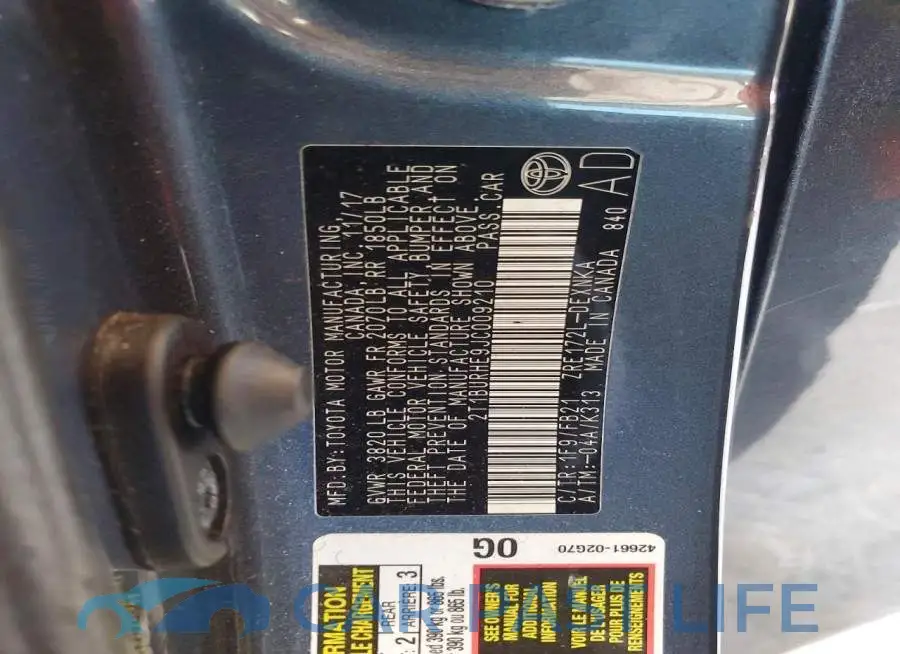 2T1BURHE9JC009210# 12