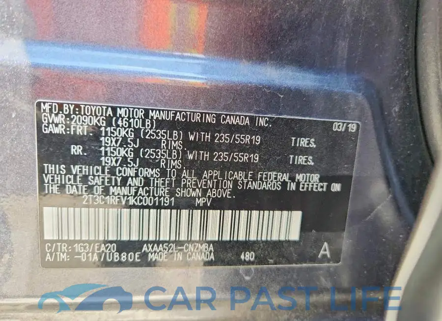 2T3C1RFV1KC001191# 14