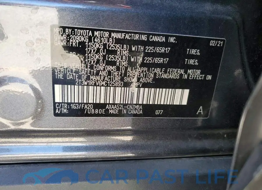 2T3W1RFV6MC125893# 13