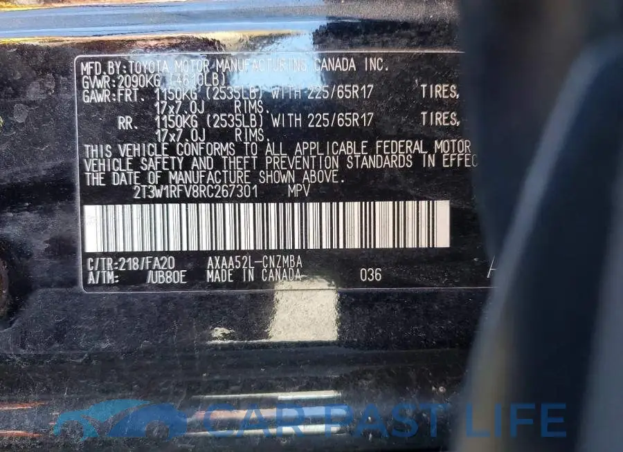 2T3W1RFV8RC267301# 13