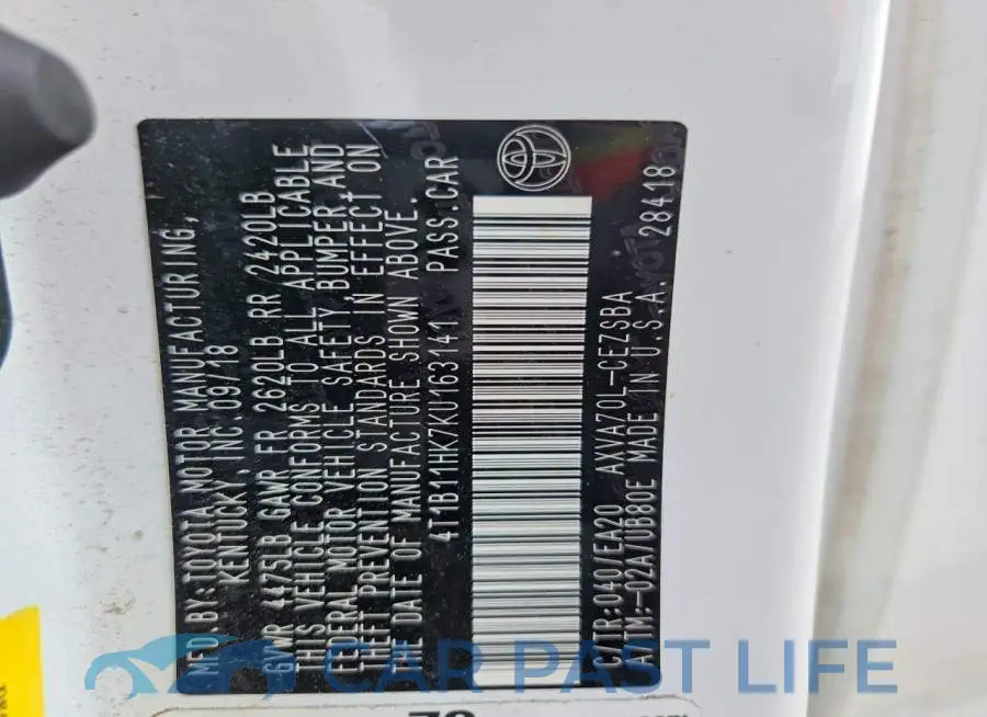 4T1B11HK7KU163141# 12