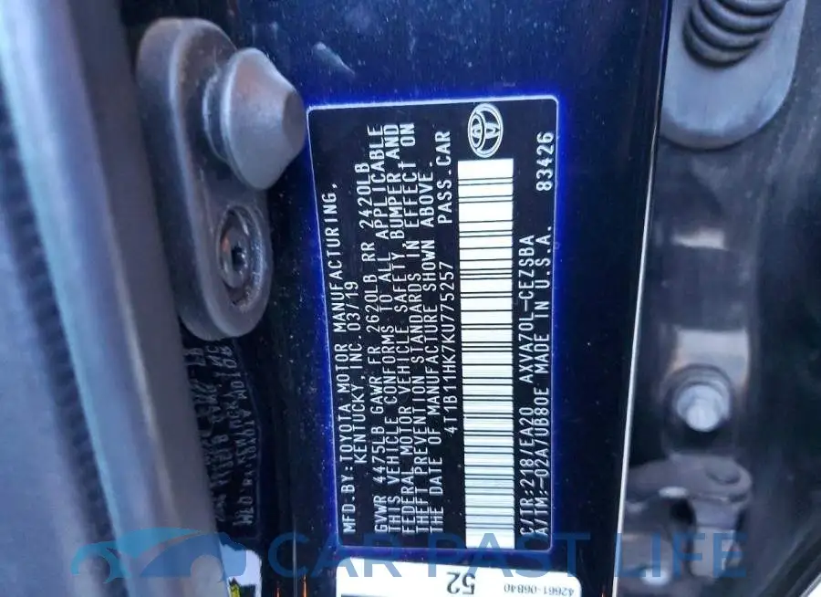 4T1B11HK7KU775257# 12