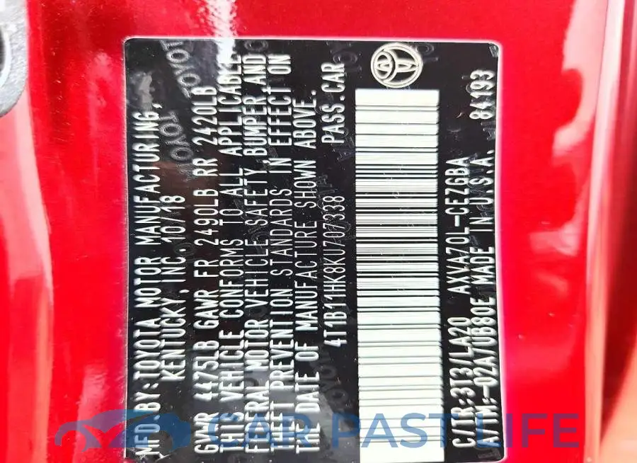 4T1B11HK8KU707338# 13