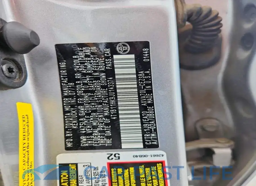 4T1B11HK9JU143374# 13