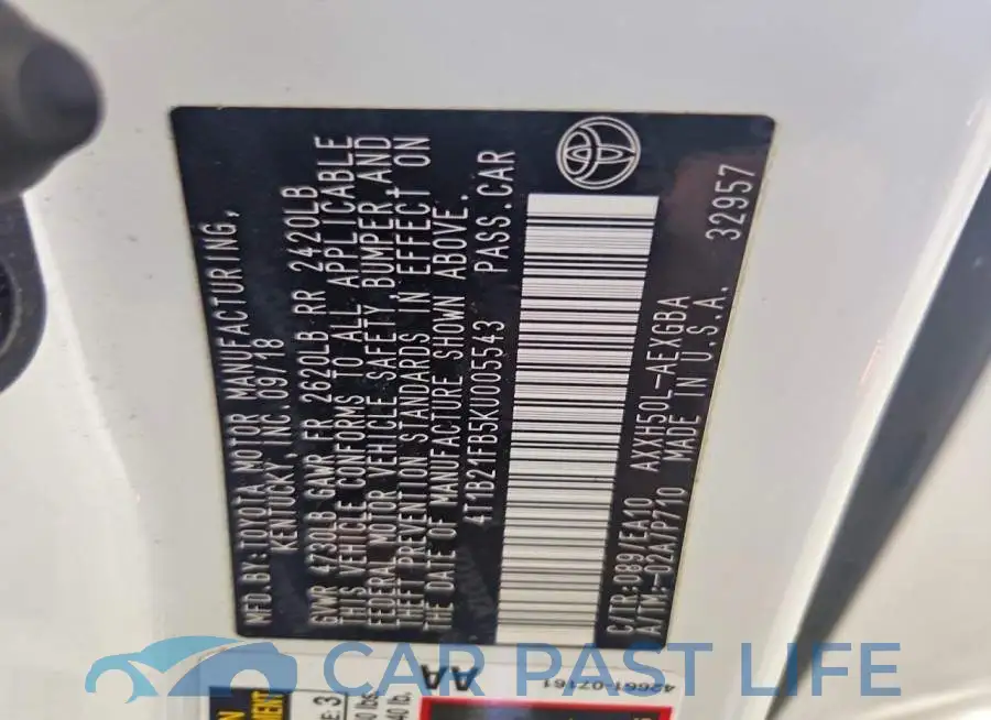 4T1B21FB5KU005543# 13