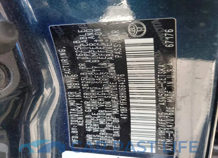 4T1BF1FK8HU664276# 12