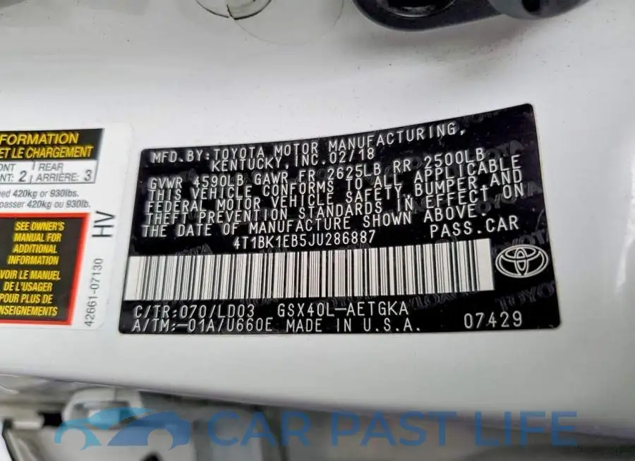 4T1BK1EB5JU286887# 12