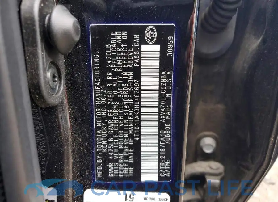 4T1C11AK3MU482697# 13