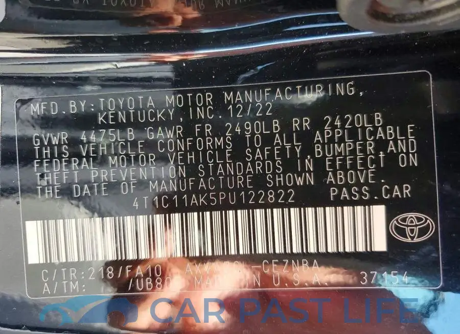 4T1C11AK5PU122822# 12