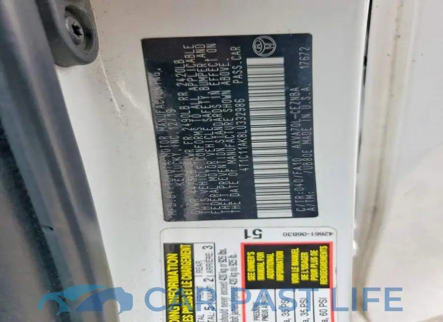 4T1C11AK8LU332986# 12