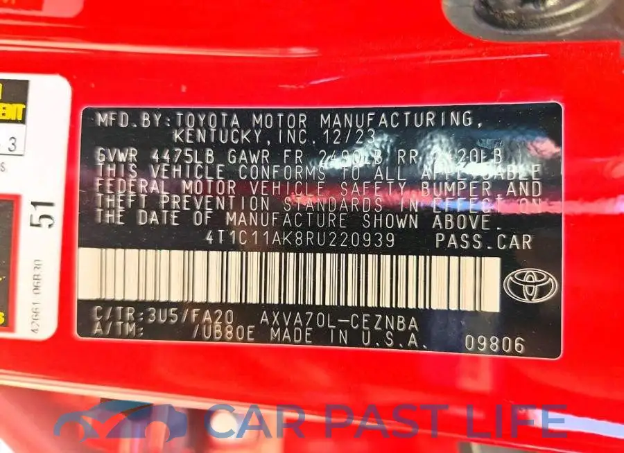 4T1C11AK8RU220939# 12
