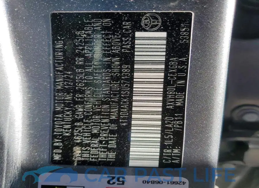 4T1DAACK1SU571389# 12