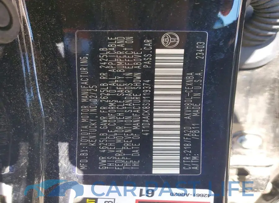4T1DAACK8SU119374# 12