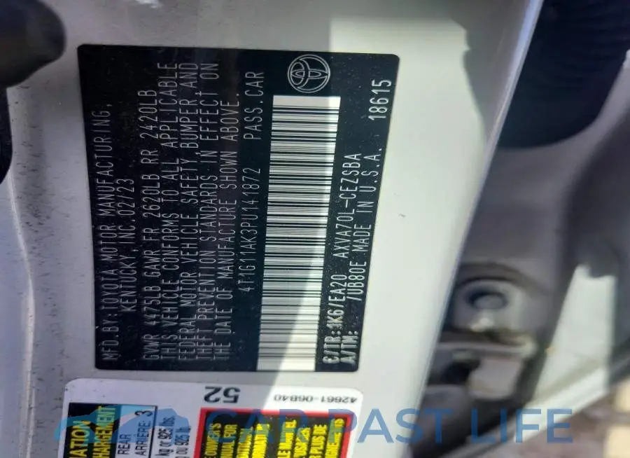 4T1G11AK3PU141872# 12
