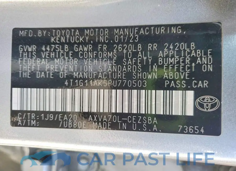 4T1G11AK5PU770503# 12