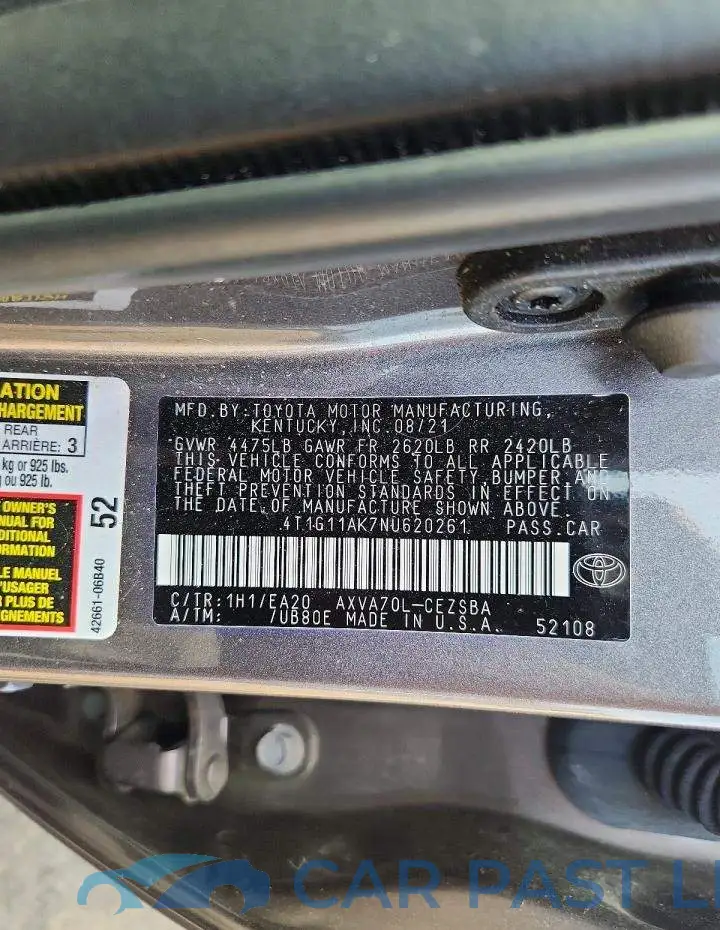 4T1G11AK7NU620261# 12