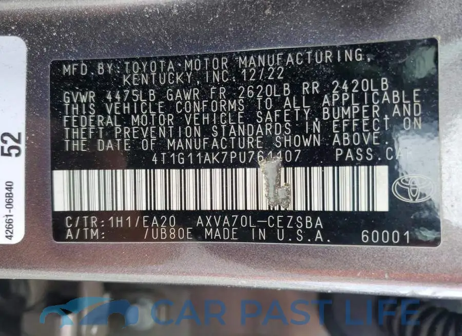 4T1G11AK7PU761107# 12