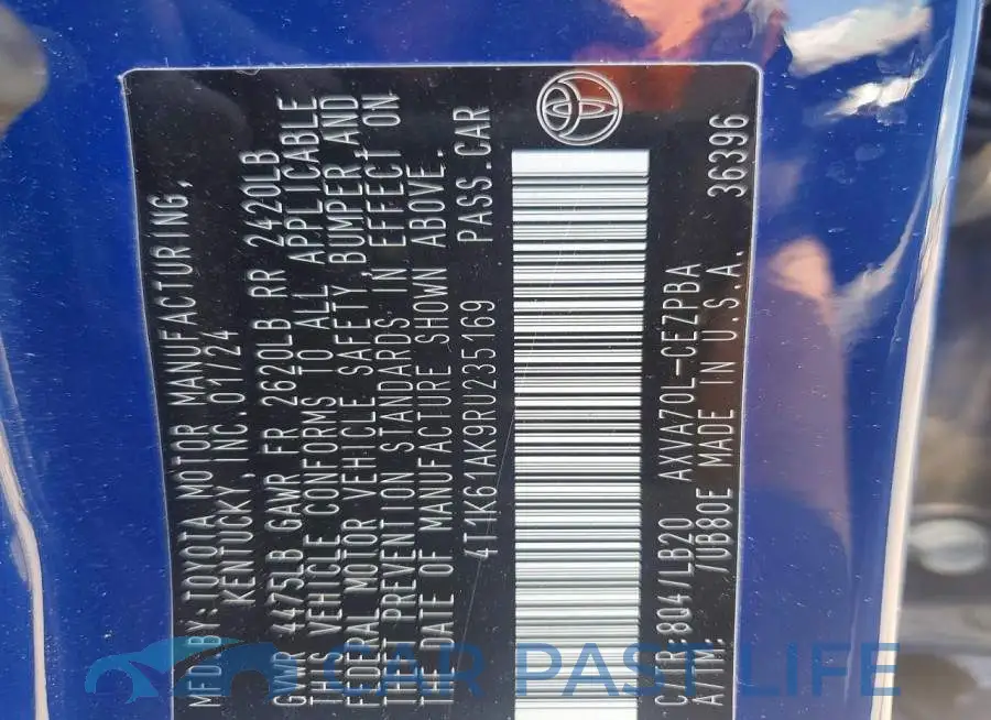 4T1K61AK9RU235169# 13