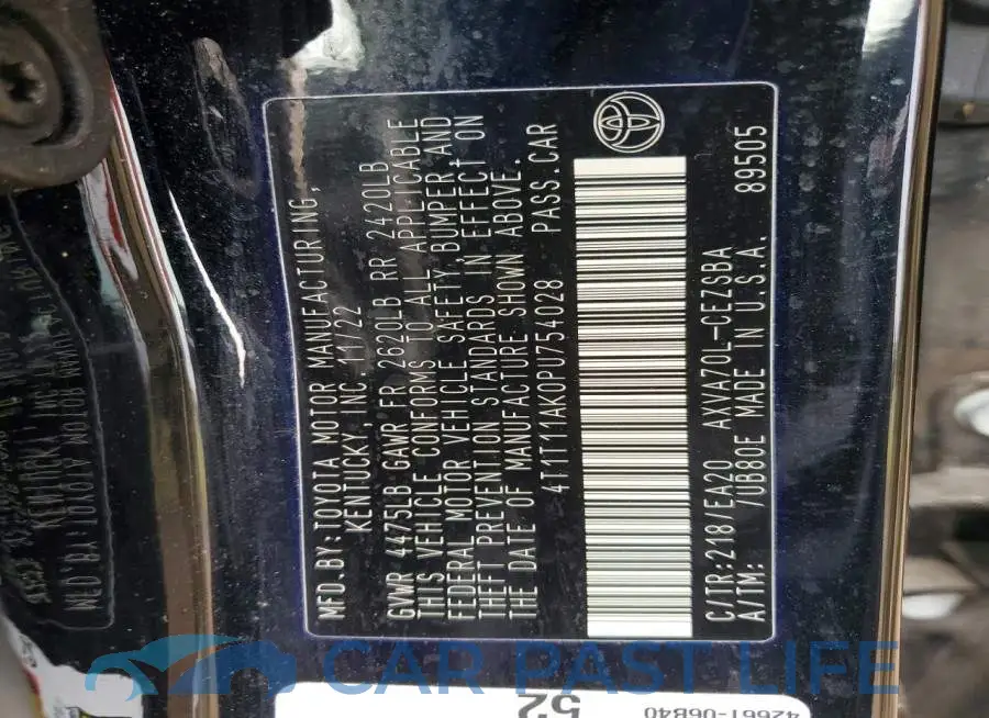 4T1T11AK0PU754028# 12