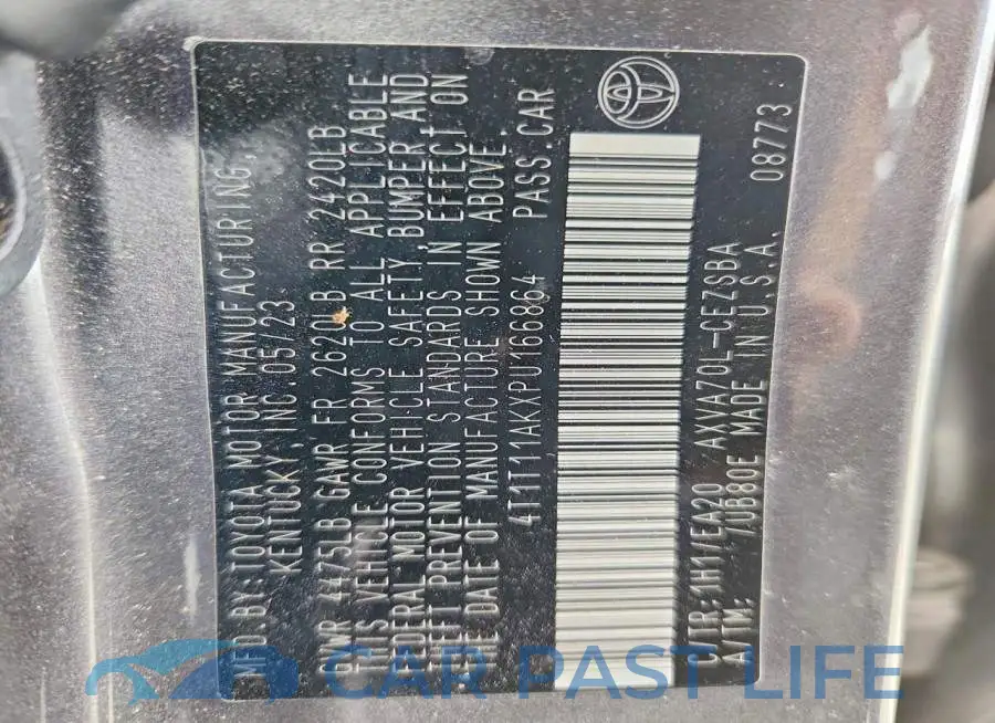 4T1T11AKXPU166864# 12
