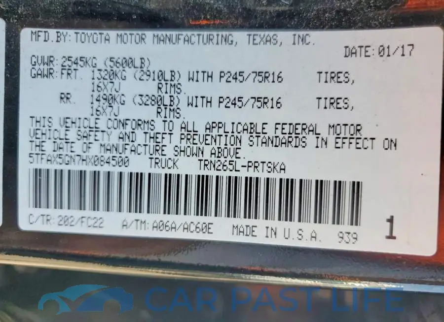 5TFAX5GN7HX084500# 12