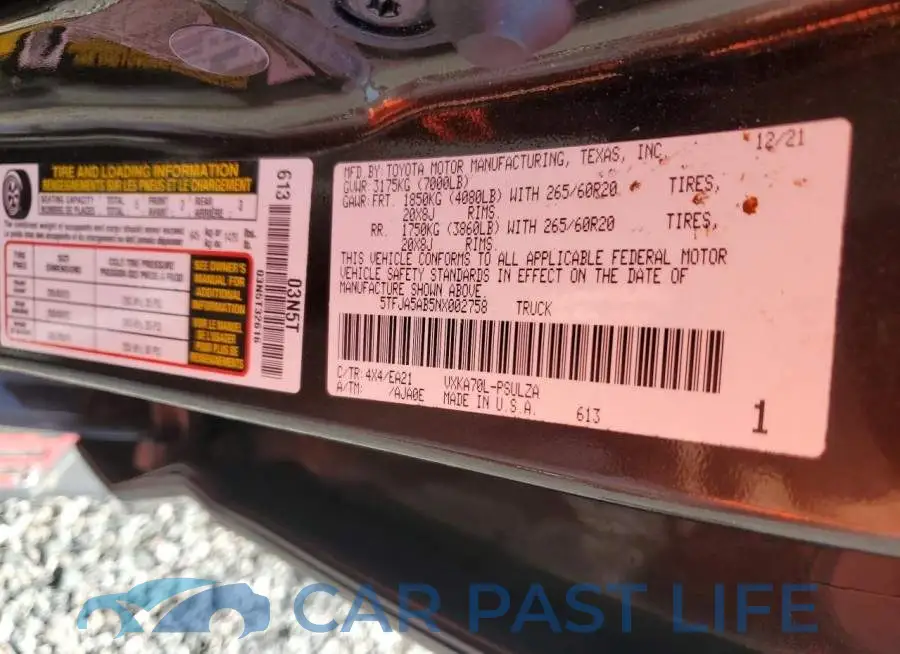 5TFJA5AB5NX002758# 12