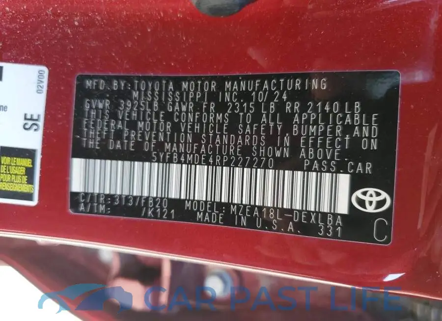 5YFB4MDE4RP227270# 12