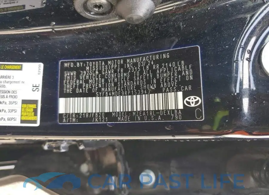 5YFB4MDE9RP153943# 12