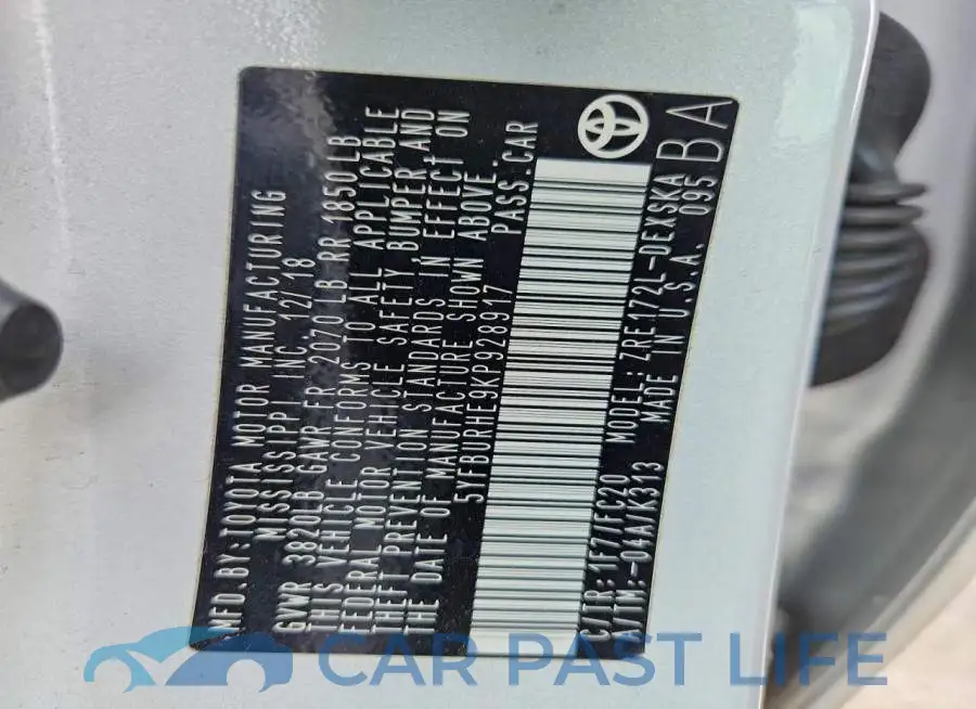 5YFBURHE9KP928917# 12