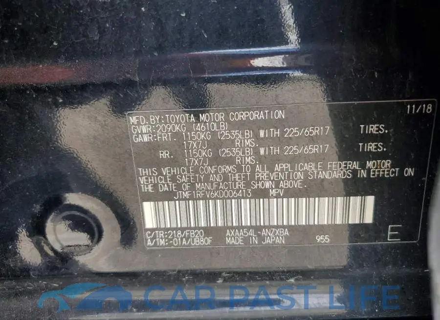JTMF1RFV6KD006413# 13