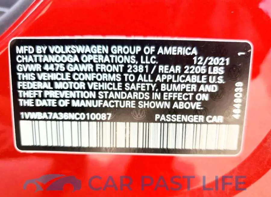 1VWBA7A36NC010087# 12