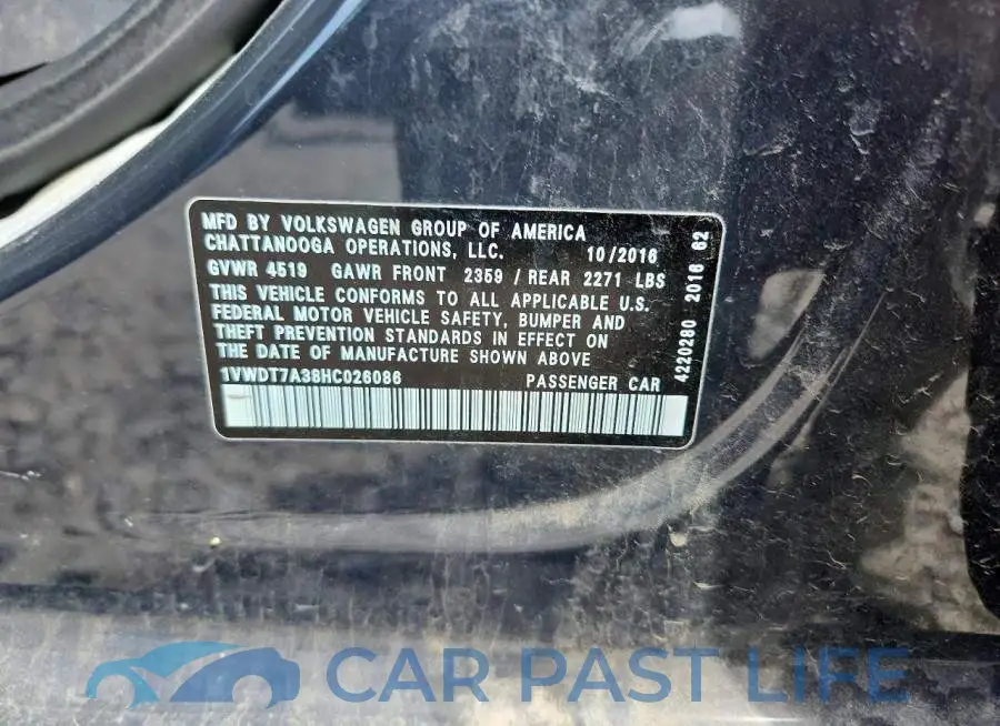 1VWDT7A38HC026086# 12
