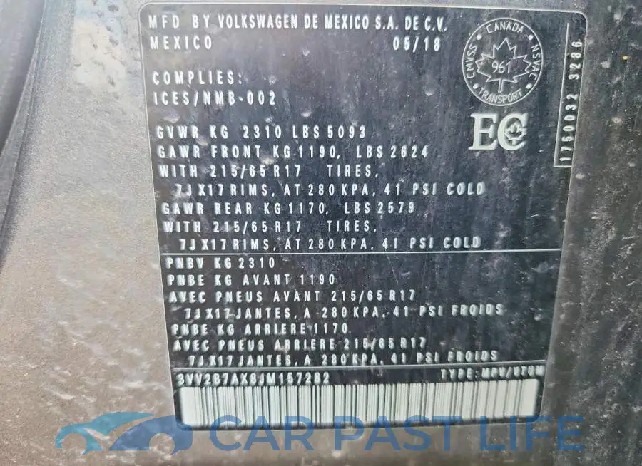 3VV2B7AX8JM157282# 12