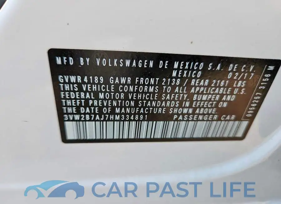 3VW2B7AJ7HM334891# 12