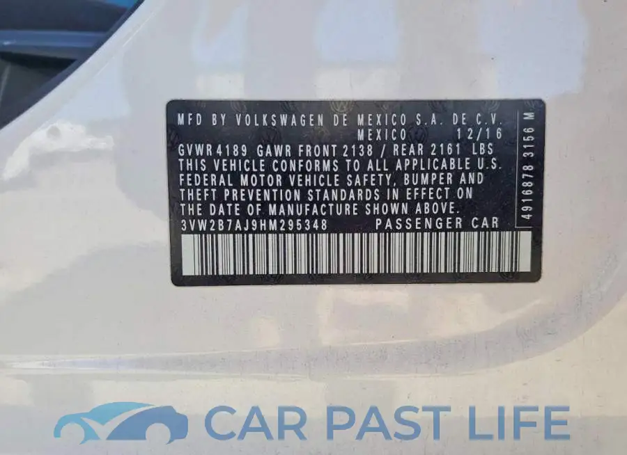 3VW2B7AJ9HM295348# 12
