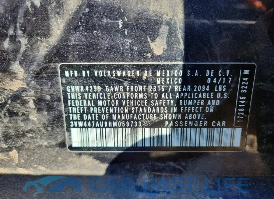 3VW447AU9HM059733# 12