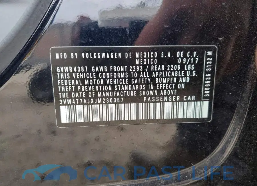 3VW4T7AJXJM230357# 12