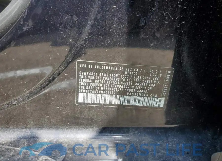 3VW6T7AU9KM004492# 12