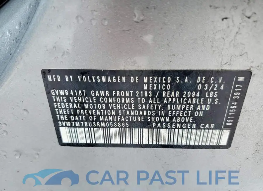 3VW7M7BU3RM058865# 12