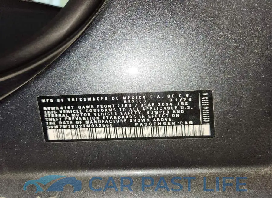 3VW7W7BU2TM033568# 12