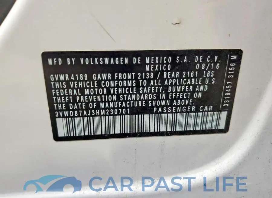 3VWDB7AJ3HM230701# 12
