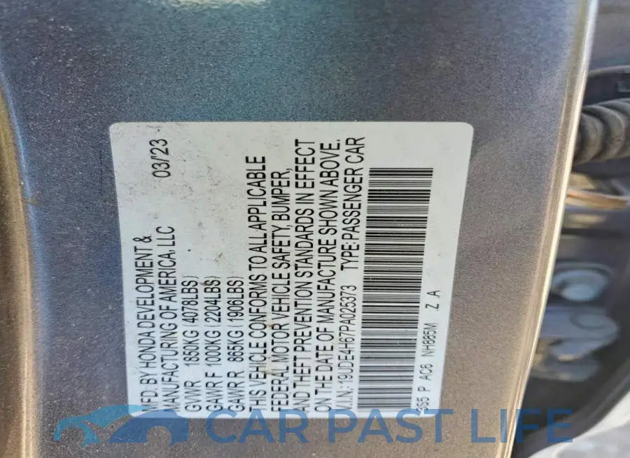 19UDE4H67PA025373# 12