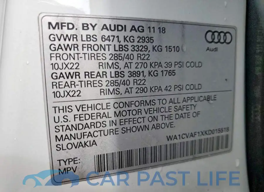WA1CVAF1XKD015518# 14