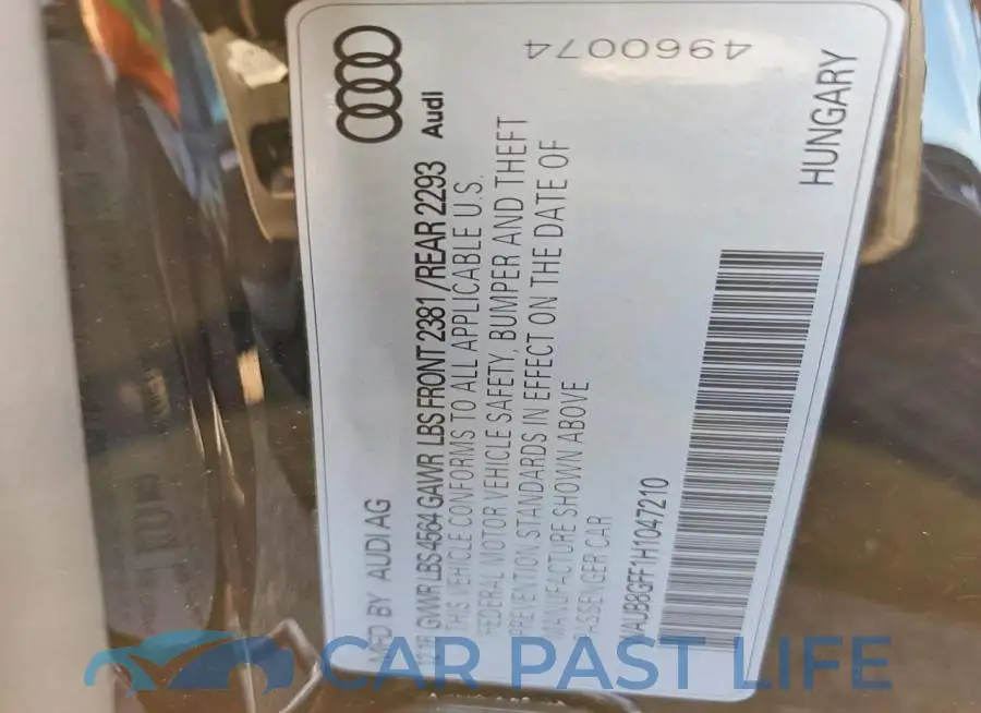 WAUB8GFF1H1047210# 12