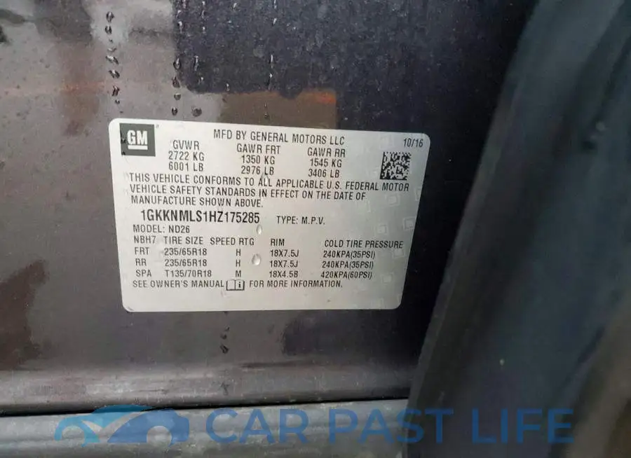 1GKKNMLS1HZ175285# 13