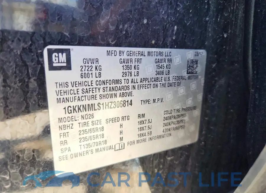 1GKKNMLS1HZ306814# 13