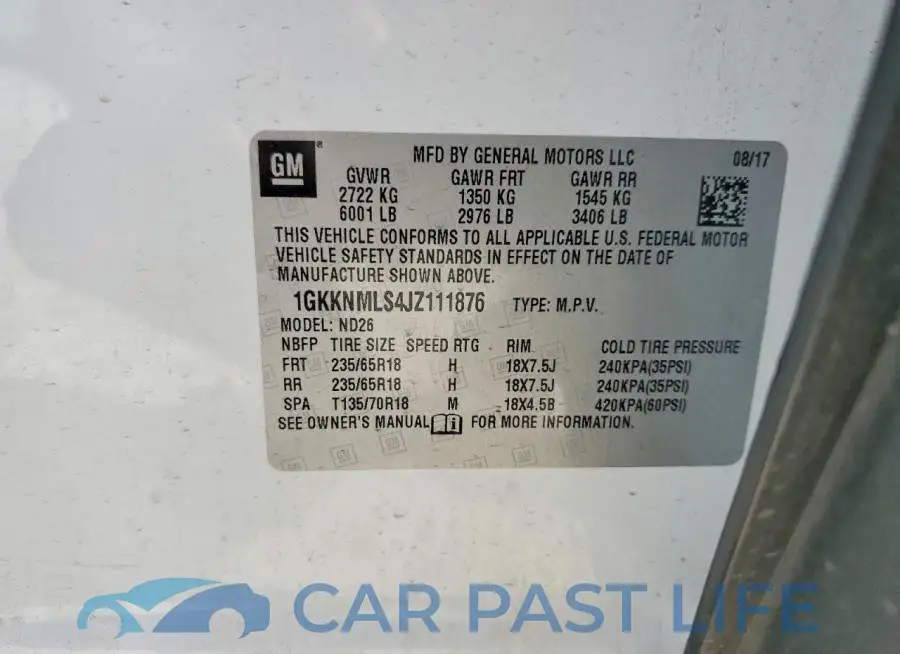 1GKKNMLS4JZ111876# 13