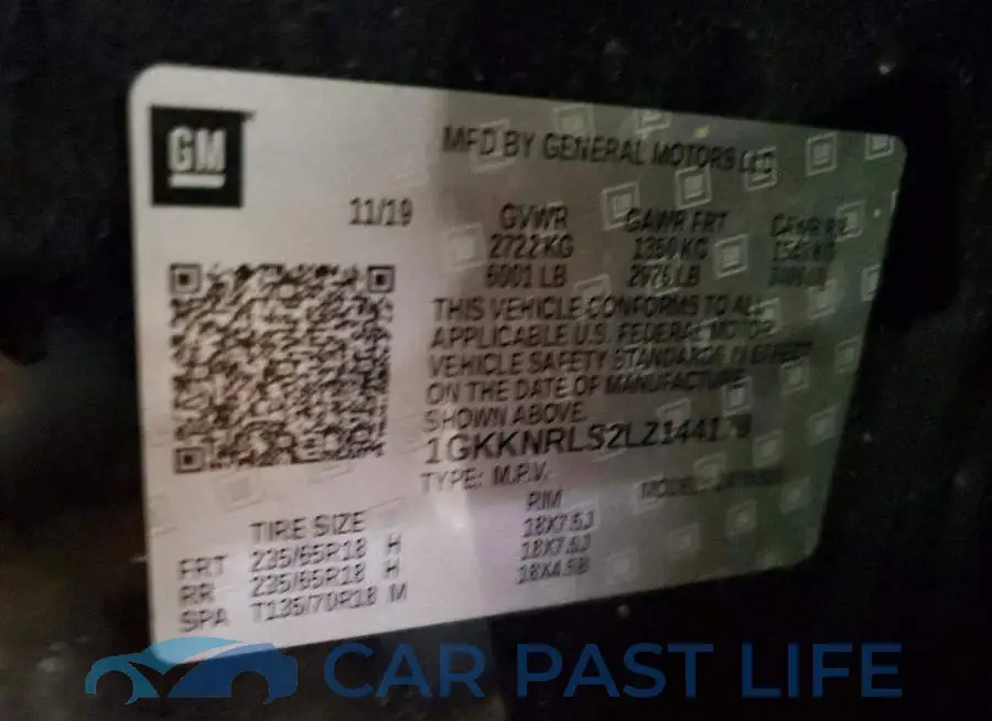 1GKKNRLS2LZ144178# 14