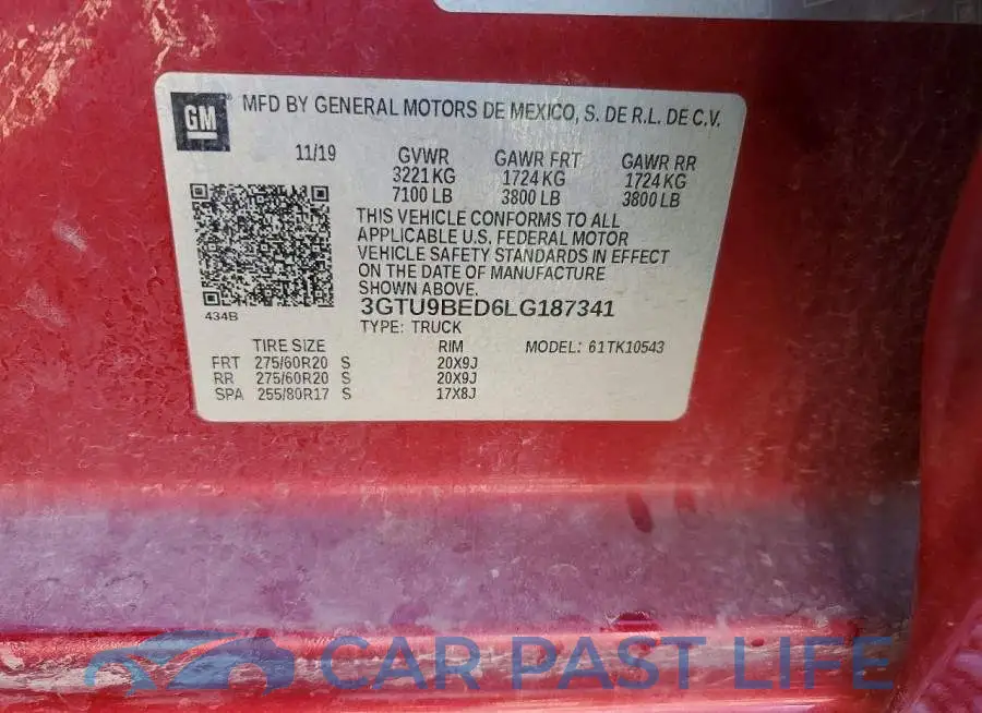 3GTU9BED6LG187341# 13